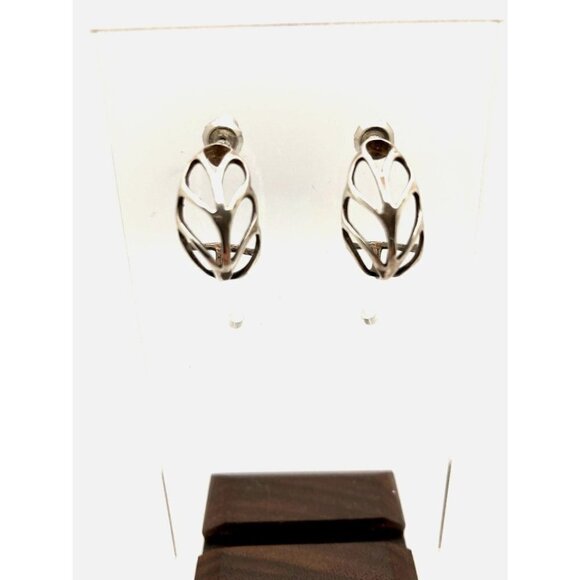 Jewelry - Abstract Cutout Leaf Sterling Silver Earrings